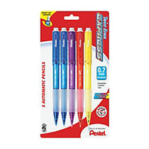 Pentel; Twist-Erase; Express Mechanical Pencils, Medium Point, 0.7 mm, HB Hardness, Assorted Barrel Colors, Pack Of 5