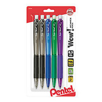 Pentel; Wow! Refillable Mechanical Pencils, 0.5 mm, #2 HB Lead, Assorted Barrel Colors, Pack Of 5