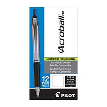 Acroball Pro Retractable Pens, Medium Point, 1.0 mm, Silver Barrel, Black Ink, Pack Of 12