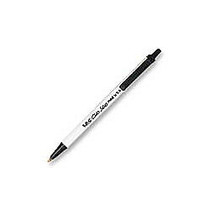 BIC; Clic Stic; Retractable Pen, Medium Point, 1.0 mm, White Barrel, Black Ink