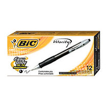 BIC; Gel-ocity Retractable Ballpoint Pens, Medium Point, 1.0 mm, Assorted Barrels, Black Ink, Pack Of 12