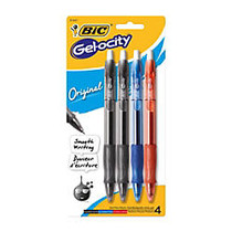 BIC; Gel-ocity Retractable Gel Ink Rollerball Pens, Medium Point, 0.7 mm, Assorted Barrels, Assorted Ink Colors, Pack Of 4