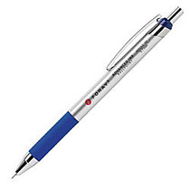 FORAY; Advanced Ink Retractable Ballpoint Pens, Needle Point, 0.7 mm, Silver Barrel, Blue Ink, Pack Of 12