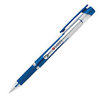 FORAY; Gel Stick Pens With Soft Grips, Medium Point, 0.7 mm, Silver Barrels, Blue Ink, Pack Of 12