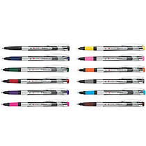 FORAY; Marker-Style Porous Point Pens With Soft Grips, Medium Point, 0.7 mm, Silver Barrels, Assorted Ink Colors, Pack Of 12