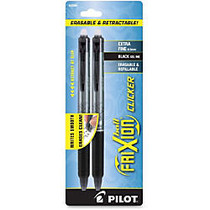 FriXion Clicker Erasable Gel Ink Pen. 2 - Pack - Extra Fine Point Type - 0.5 mm Point Size - Refillable - Black Gel-based Ink - Clear Barrel - 2 / Pack