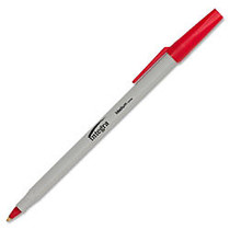 Integra Ballpoint Stick Pen - Medium Point Type - Red - Light Gray Barrel - 1 Dozen