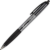 Integra Rubber Grip Retractable Pen - Medium Point Type - Black - Black Barrel - 1 Dozen