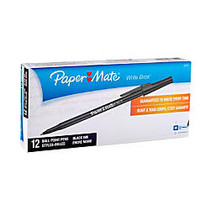 Paper Mate; Ballpoint Stick Pens, Medium Point, 1.0 mm, Black Barrel, Black Ink, Pack Of 12