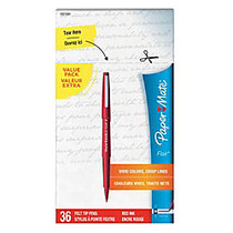 Paper Mate; Flair Porous-Point Stick Pens, Medium Point, 1.0 mm, Red Barrel, Red Ink, Pack Of 36