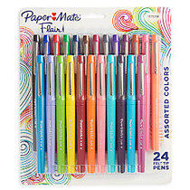 Paper Mate; Flair; Porous-Point Pens, Medium Point, 1.0 mm, Assorted Barrels, Assorted Ink Colors, Pack Of 24