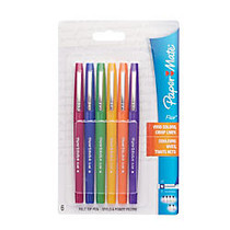 Paper Mate; Flair; Porous-Point Pens, Medium Point, Assorted Barrel Colors, Assorted Ink Colors, Pack Of 6