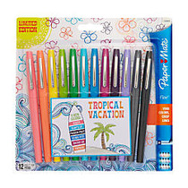 Paper Mate; Flair; Tropical Vacation Felt Tip Pens, Medium Point, 1.0 mm, Assorted Colors, Pack Of 12