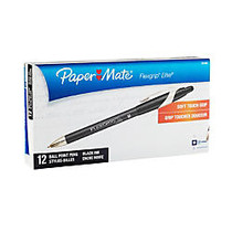 Paper Mate; FlexGrip; Elite&trade; Retractable Ballpoint Pens, Medium Point, 1.0 mm, Black Barrel, Black Ink, Pack Of 12