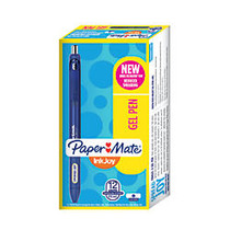 Paper Mate; InkJoy; Gel Pens, Medium Point, 0.7 mm, Blue Barrel, Blue Ink, Pack Of 12