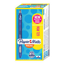 Paper Mate; InkJoy; Retractable Gel Pens, Fine Point, 0.5mm, Blue Barrel, Blue Ink, Pack Of 12