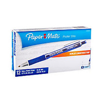 Paper Mate; Profile; Elite Retractable Ballpoint Pens, Bold Point, 1.4 mm, Blue Barrel, Blue Ink, Pack Of 12