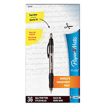 Paper Mate; Profile&trade; Retractable Ballpoint Pens, Bold Point, 1.4mm, Translucent Black Barrel, Black Ink, Pack Of 36