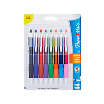 Paper Mate; Retractable Gel Pens, Medium Point, 0.7 mm, Assorted Barrels, Assorted Ink Colors, Pack Of 8
