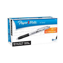 Paper Mate; X-Tend&trade; Retractable Ballpoint Pens, Medium Point, 1.0 mm, Black Barrel, Black Ink, Pack Of 12