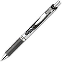 Pentel EnerGel RTX Liquid Gel Pen - Medium Point Type - 0.7 mm Point Size - Refillable - Black Gel-based Ink - Black, Silver Barrel - 1 Each