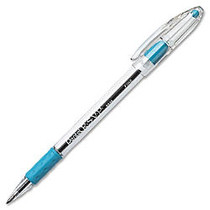 Pentel R.S.V.P Ballpoint Stick Pen - Fine Point Type - 0.7 mm Point Size - Refillable - Sky Blue - Clear Barrel