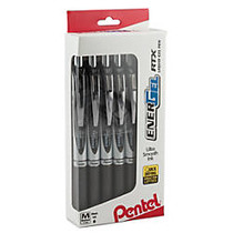 Pentel; EnerGel; RTX Retractable Liquid Gel Pens, Medium Point, 0.7 mm, Black/Silver Barrel, Black Ink, Pack Of 12