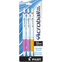 Pilot; Acroball Hybrid Pens, Fine Point, 0.7 mm, White Barrel, Black Ink, Pack Of 3