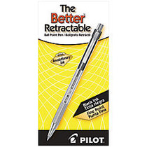 Pilot; Better&trade; Retractable Ballpoint Pens, Fine Point, 0.7 mm, Translucent Black Barrel, Black Ink, Pack Of 12