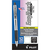 Pilot; EasyTouch Retractable Ballpoint Pens, Fine Point, 0.7 mm, Clear Barrel, Black Ink, Pack Of 12