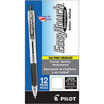 Pilot; EasyTouch Retractable Ballpoint Pens, Medium Point, 1.0 mm, Clear Barrel, Black Ink, Pack Of 12