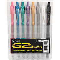 Pilot; G2 Metallics Gel Ink Pens, Assorted Barrels, Fine Point, 0.7 mm, Assorted Ink Colors, Pack Of 8