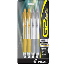 Pilot; G2 Metallics Gel Ink Pens, Fine Point, 0.7 mm, Assorted Barrels, Assorted Ink Colors, Pack Of 4