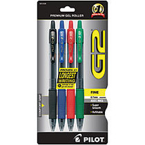 Pilot; G-2&trade; Retractable Gel Pens, Fine Point, 0.7 mm, Assorted Barrels, Assorted Ink Colors, Pack Of 4