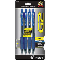 Pilot; G-2&trade; Retractable Gel Pens, Fine Point, 0.7 mm, Blue Barrels, Blue Ink, Pack Of 4