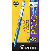 Pilot; P-700 Gel Ink Rollerball Pens, Fine Point, 0.7 mm, Blue Barrel, Blue Ink, Pack Of 12