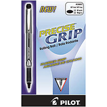 Pilot; Precise Grip&trade; Liquid Ink Rollerball Pens, Extra Fine Point, 0.5 mm, Black Metallic Barrel, Black Ink, Pack Of 12