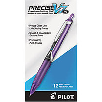 Pilot; Precise&trade; V7 Liquid Ink Retractable Rollerball Pens, Fine Point, 0.7 mm, Assorted Barrels, Purple Ink, Pack Of 12