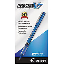 Pilot; Precise&trade; V7 Liquid Ink Rollerball Pens, Fine Point, 0.7 mm, Blue Barrel, Blue Ink, Pack Of 12