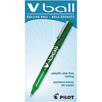 Pilot; V-Ball&trade; Liquid Ink Rollerball Pens, Extra Fine Point, 0.5 mm, Green Barrel, Green Ink, Pack Of 12