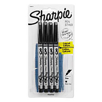 Sharpie; Fine-Point Porous Pens, 0.5 mm, Black Barrel, Black Ink, Pack Of 4