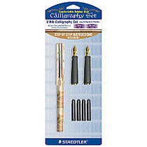 Staedtler; 2-Nib Calligraphy Set, Assorted Points, Beige Marble Barrel, Black Ink