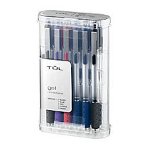 TUL Gel Pens, Retractable, Medium Point, 0.7 mm, Silver Barrel, Assorted Ink Colors, Pack Of 12