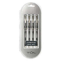 TUL; RB1 Rollerball Pens, Medium Point, 0.7 mm, Assorted Barrels, Black Ink, Pack Of 4