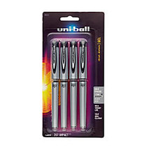 uni-ball; 207&trade; Impact&trade; Gel Pens, Bold Point, 1.0 mm, Black; Gray Barrel, Black Ink, Pack Of 4