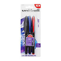 uni-ball; AIR&trade; Rollerball Pens, Medium Point, 0.7 mm, Black Barrel, Assorted Ink Colors, Pack Of 3