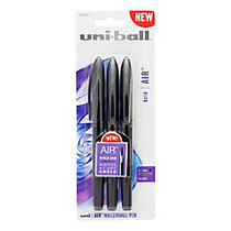 uni-ball; AIR&trade; Rollerball Pens, Medium Point, 0.7 mm, Black Barrel, Black Ink, Pack Of 3