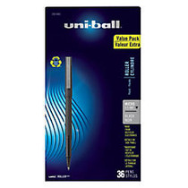 uni-ball; Roller Micro Pens, Micro Point, 0.5 mm, Black Barrel, Black Ink, Pack Of 36