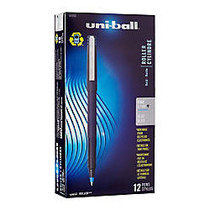 uni-ball; Rollerball&trade; Fine Point, 0.7 mm, 80% Recycled Pens, Black Barrel, Blue Ink, Pack Of 12