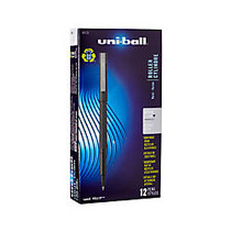 uni-ball; Rollerball&trade; Micro Point, 0.5 mm, 80% Recycled Pens, Black Barrel, Black Ink, Pack Of 12